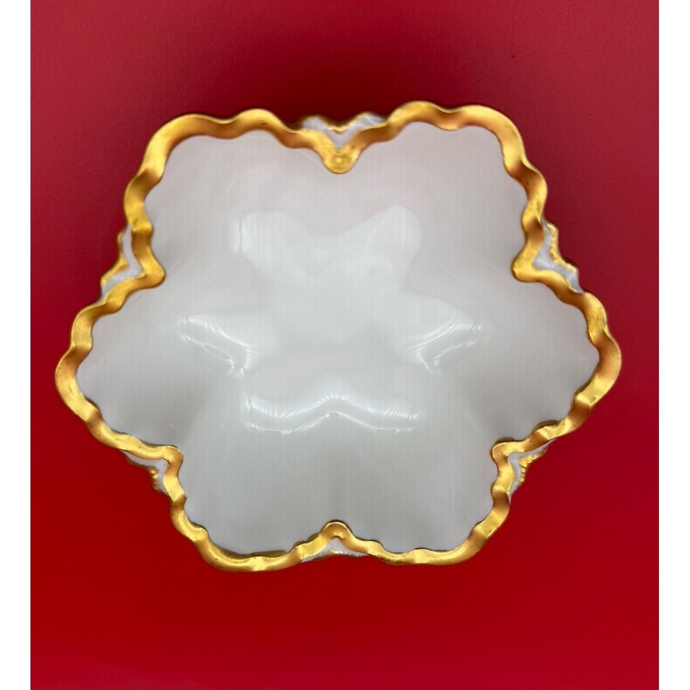 Antique Haviland Limoges Ranson Gold & White Celery Dishes Scalloped Edge - Picture 7 of 8